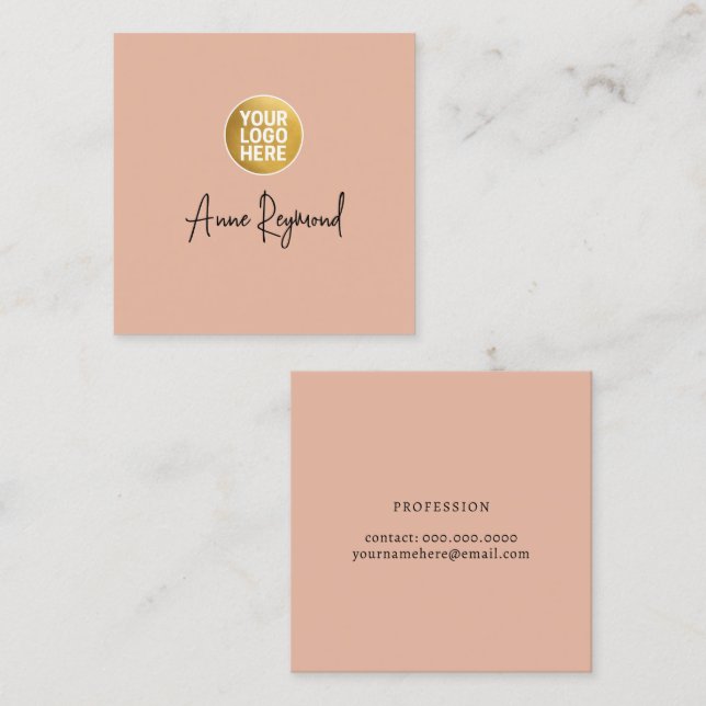 Logo and Script Name Boho Rose Square Business Card (Front/Back)