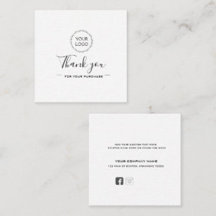 Logo and social media elegant script thank you card