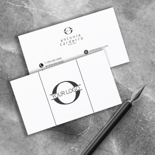 Logo and Social Media Icons Blk/White Hor ID810 Business Card
