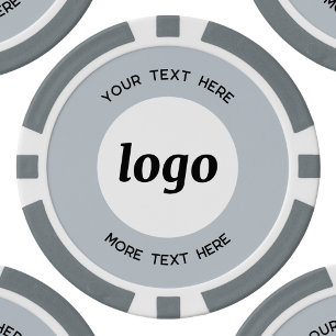 Logo and Text Business Promotional Powder Blue Poker Chips