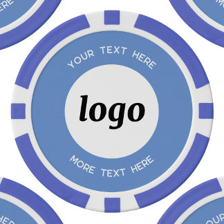 Logo and Text Business Promotional Sky Blue Poker Chips