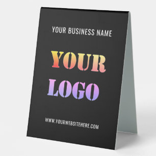 Logo and Text Business Table Tent Sign Your Colour