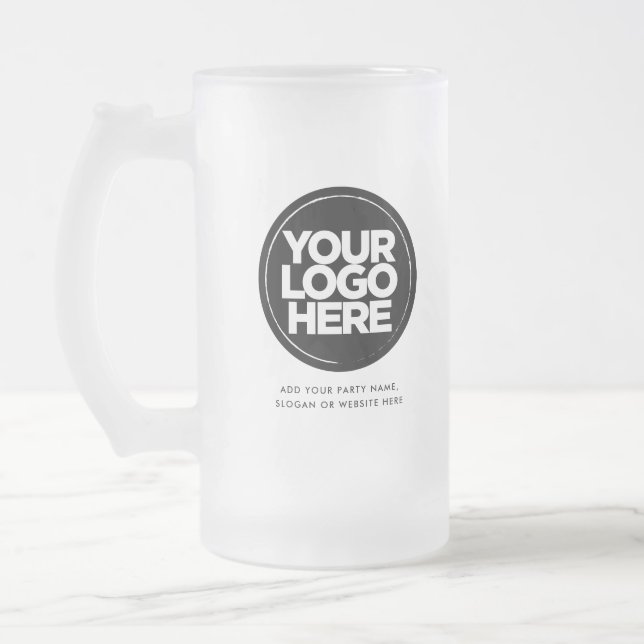 Logo and Text Frosted Glass Beer Mug (Left)