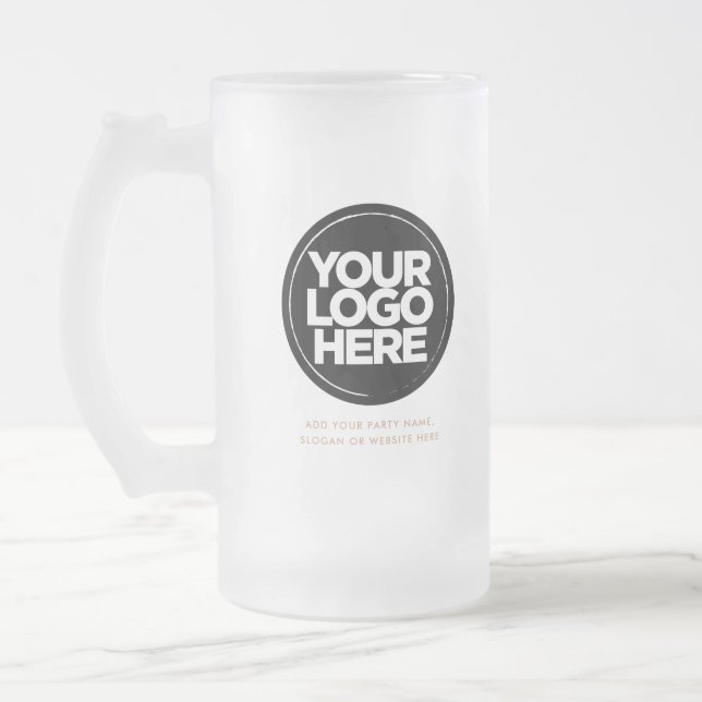 Logo and Text Frosted Glass Beer Mug (Left)