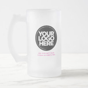 Logo and Text Frosted Glass Beer Mug