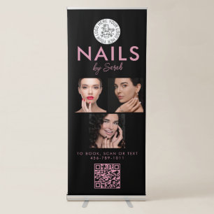 Logo Appointment Booking QR Code Nail Technician Retractable Banner