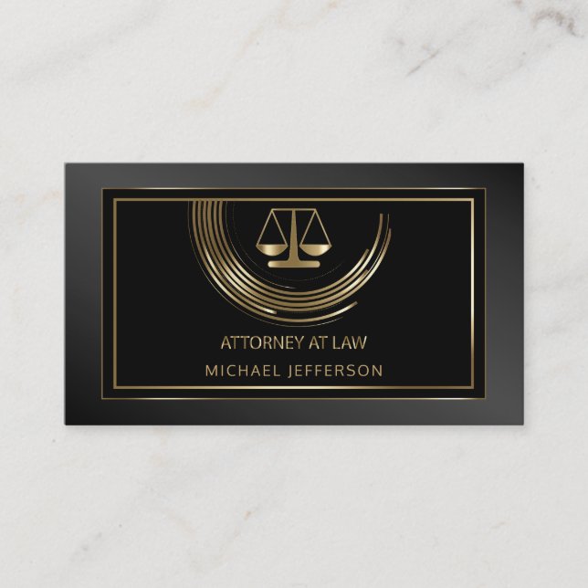 Logo Attorney at Law - Black and Gold Business Card (Front)