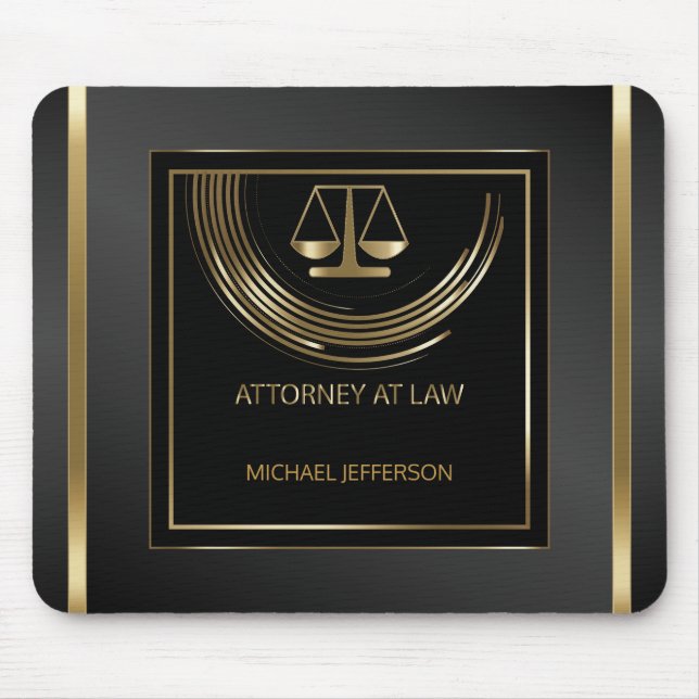 Logo Attorney at Law - Black and Gold Mouse Mat (Front)