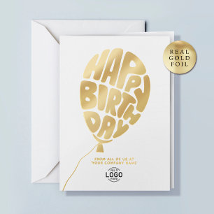 Logo Balloon White Business Foil Birthday Card