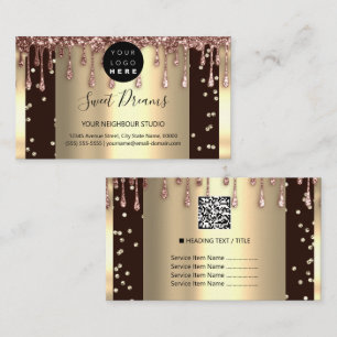 Logo Beauty Makeup Nails Drips SPA  QR Code Business Card