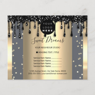 Logo Beauty Makeup Nails Price List Black Grey  Flyer
