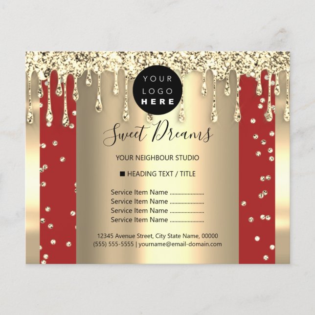 Logo Beauty Makeup Nails Price List Ggoldden Drips Flyer (Front)