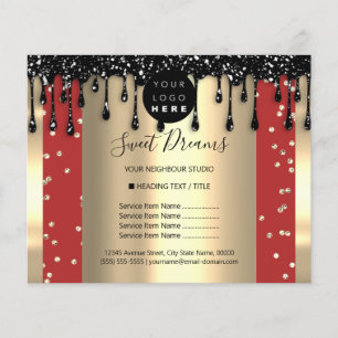 Logo Beauty Makeup Nails Price List Red Black Flyer