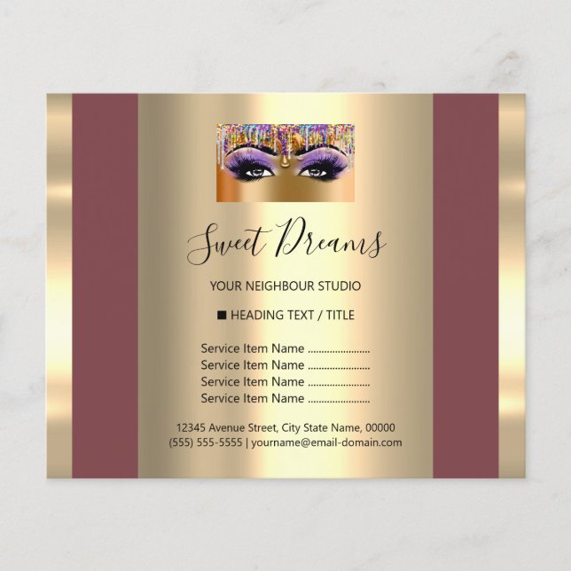 Logo Beauty Salon Makeup Price List Red Flyer (Front)