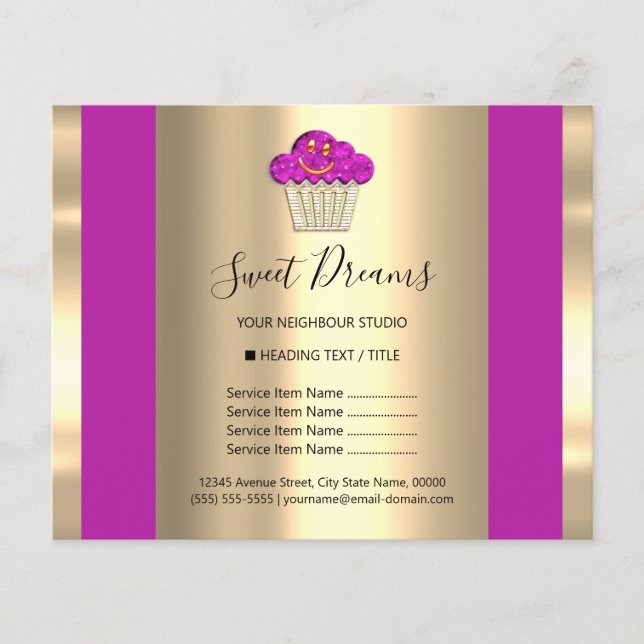 Logo Beauty Salon Sweet Bakery Price List  Flyer (Front)
