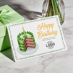 Logo Big Green Vintage Cake Business Birthday Card