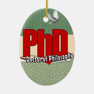 LOGO BIG RED PhD DOCTOR OF PHILOSOPHY Ceramic Tree Decoration