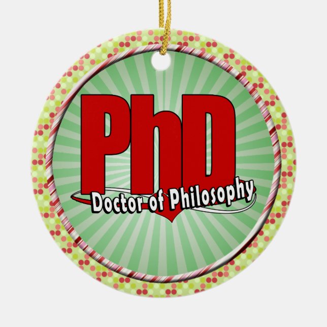LOGO BIG RED PhD DOCTOR OF PHILOSOPHY Ceramic Tree Decoration (Front)