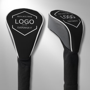 Logo Black Background Business Promotional Golf Head Cover