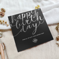Logo Black Faux Silver Foil Script Birthday