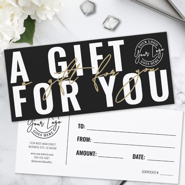 Logo Black Gold Business Gift Certificate (Logo Modern Black Gold Business Gift Certificate)