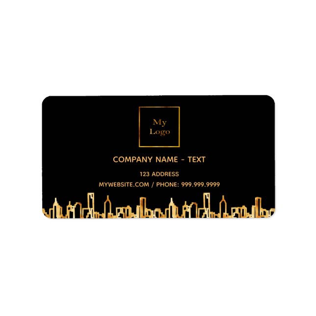 Logo black gold city skyline business real estate label (Front)