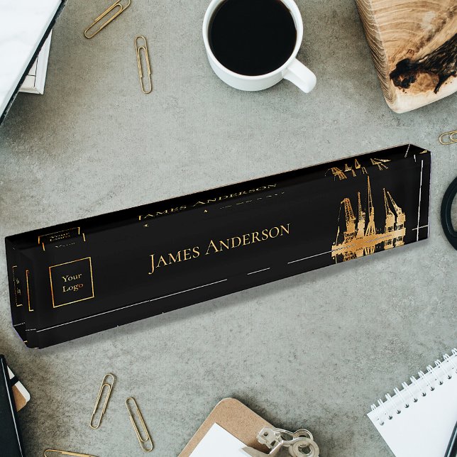 Logo black gold construction cranes industry nameplate (Creator Uploaded)