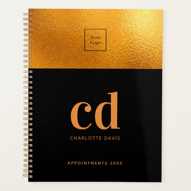 Logo black gold monogram initial business planner (Front)
