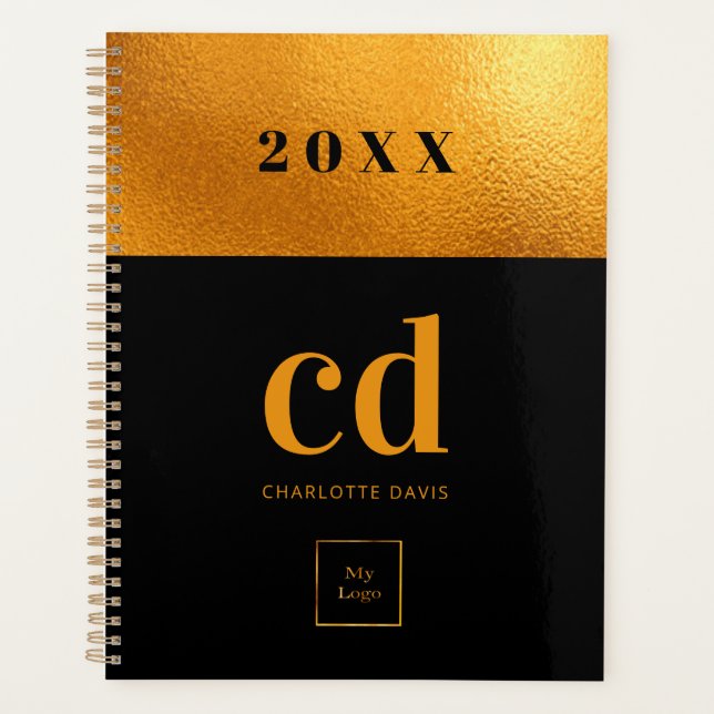 Logo black gold monogram initial business planner (Front)