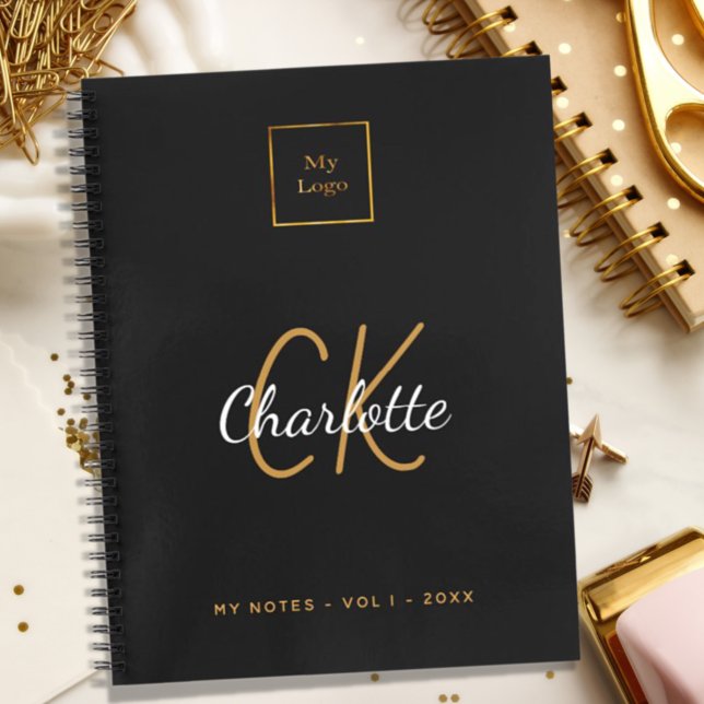 Logo black gold monogram modern business notebook (Creator Uploaded)