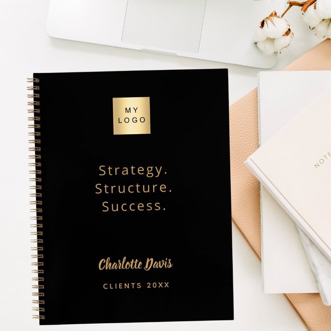 Logo black gold motivational quote business notebook (Creator Uploaded)