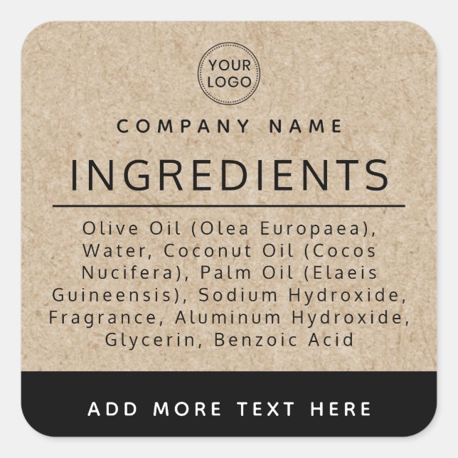 Logo black Kraft look ingredient product label (Front)