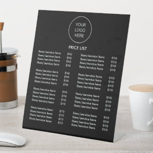 Logo Black Modern Price List Pedestal Sign