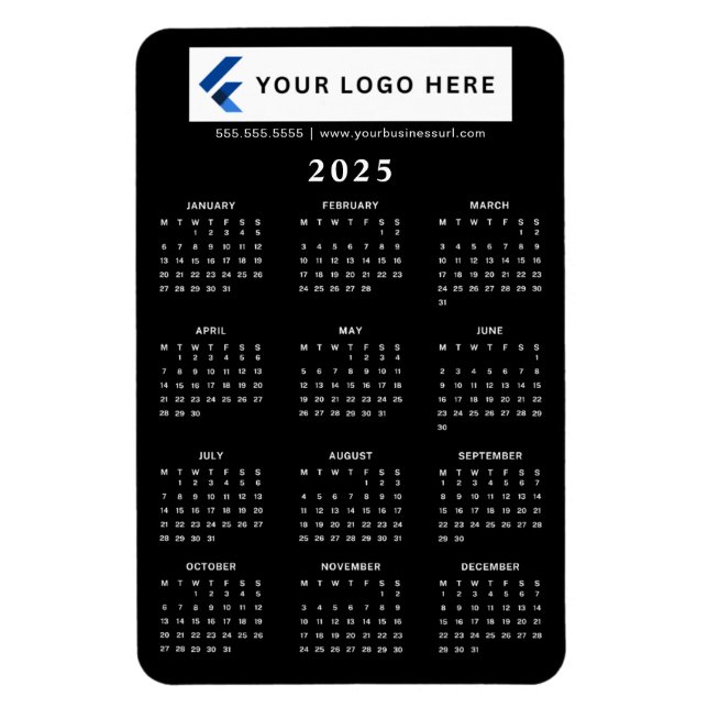 Logo Black Monthly 2025 Calendar Magnet (Vertical)