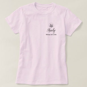 Logo Black Script Employee Name Business Makeup T-Shirt