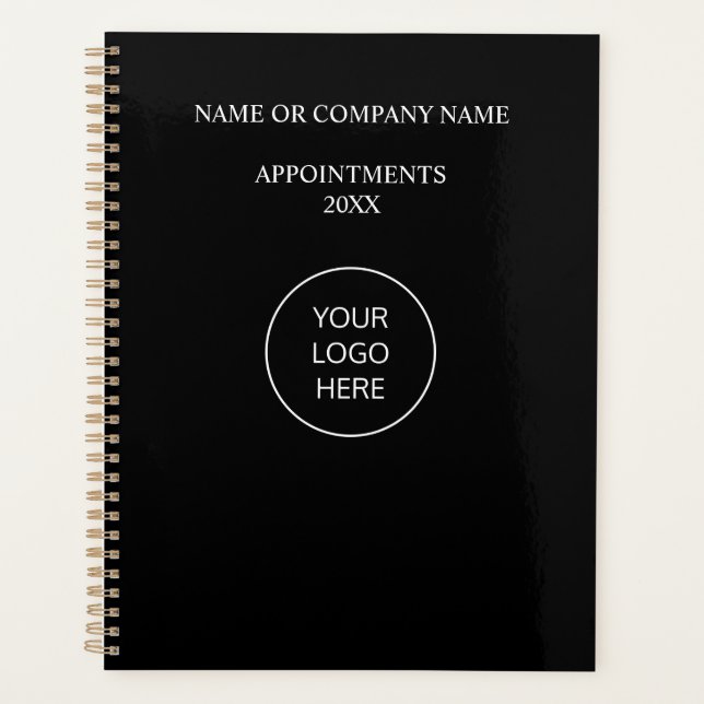 Logo Black White Business Appointment Book Planner (Front)