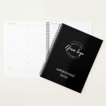 Logo Black White Business Custom Appointment book Planner<br><div class="desc">Stay organised and show off your brand. This black notebook with white text and logo is made for your Appointments. Use it for your business and give them to clients as a gift for their support. Simple,  modern design featuring your website on the back.</div>