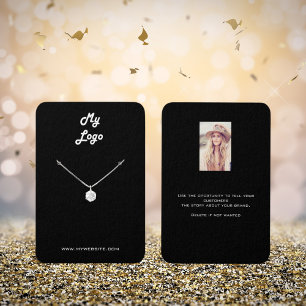 Logo black white earring photo display card