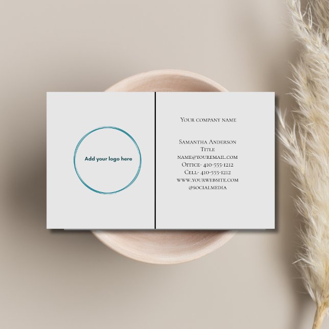 Logo Black White Grey Minimalist Professional Calling Card (Logo Business Card Light Gray- Add your Logo on one side and other information on the other side.)