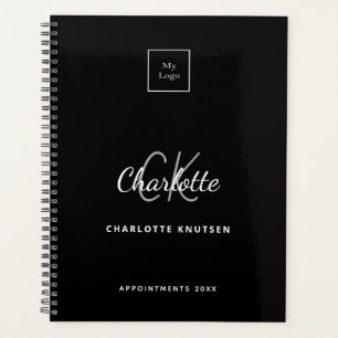 Logo black white monogram initials business planner