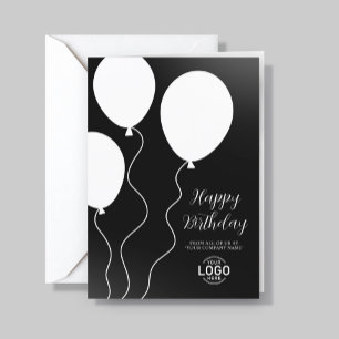 Logo Black White Simple Corporate Birthday Card