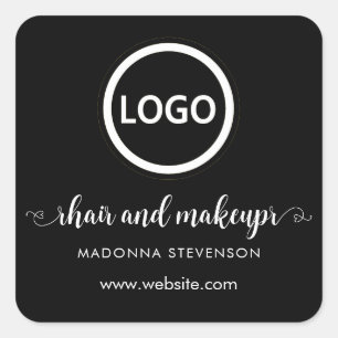 Logo black white simple typography hair makeup square sticker