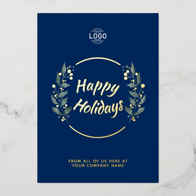 Logo Blue Business Holidays 2023 Calendar Card (Front)