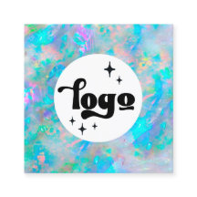 logo blue opal square business card