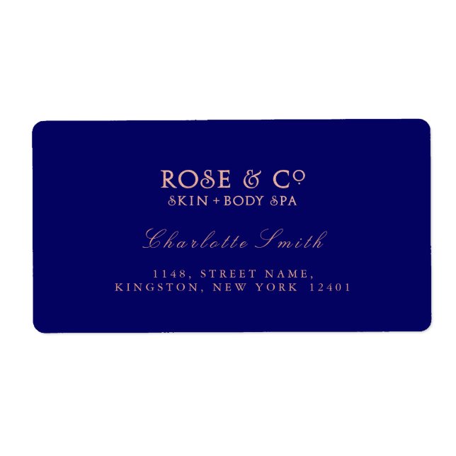 Logo Blue Pink Rose Gold Return Address Labels (Front)
