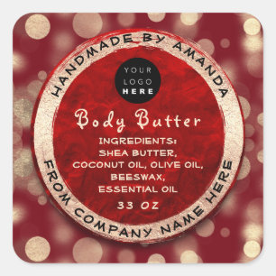 Logo Body Balm Butter Cosmetic Gold Ruby Confett Square Sticker