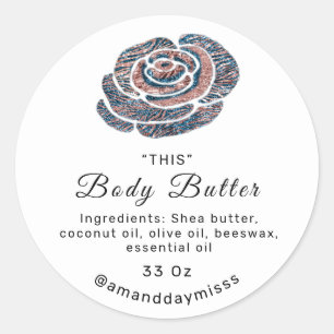 Logo Body Oil Balm Cosmetics Online Shop Rose Blu Classic Round Sticker