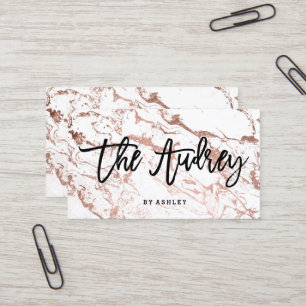 Logo boutique typography rose gold white marble business card