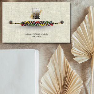 Logo Bracelet Display  Beige Linen  business Card