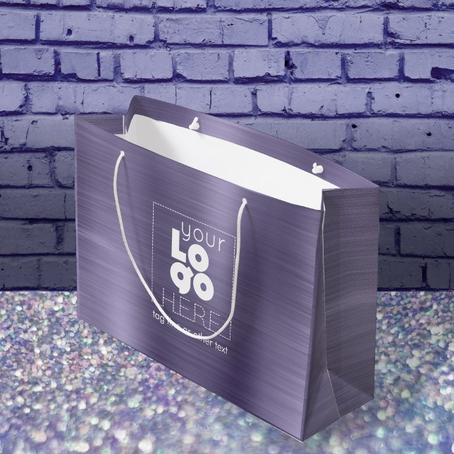 Logo Brushed Purple Metal XL Paper Shopping Bag (Creator Uploaded)